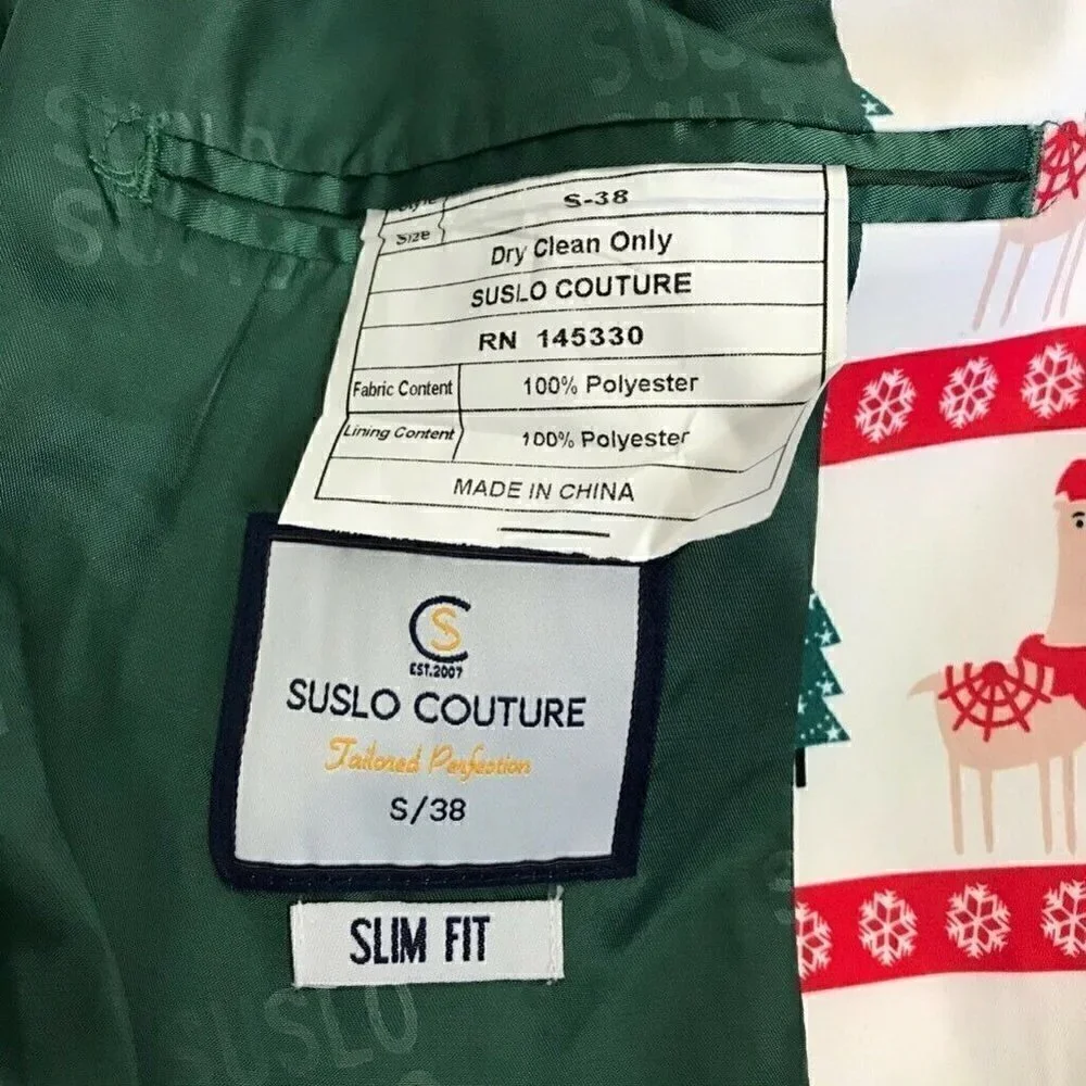 Suslo Couture Suit Jacket White Red Christmas S 38